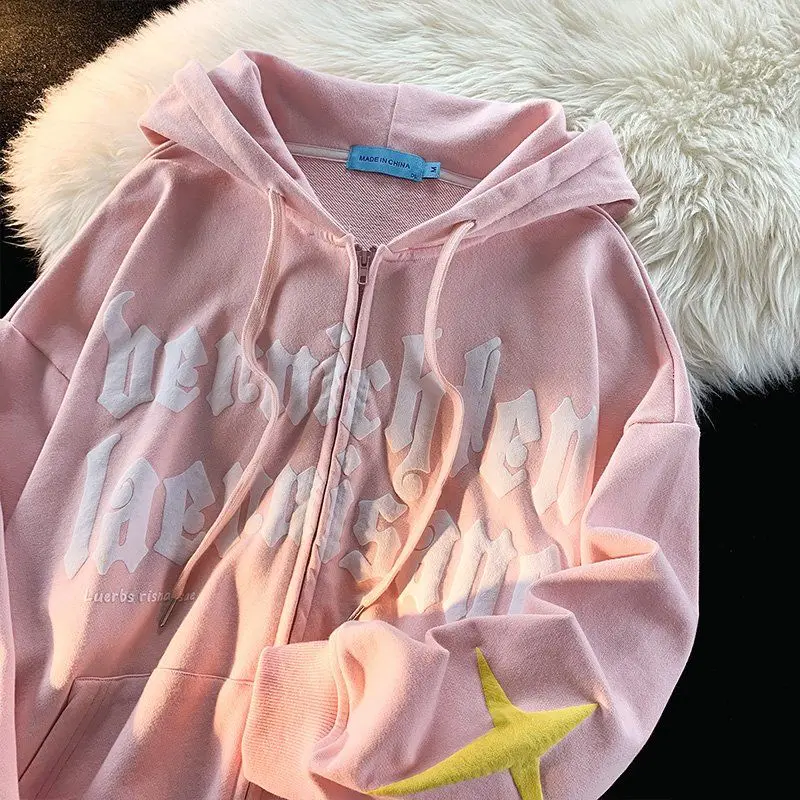 

Zipper Sweatshirt Funny Kawaii Graffiti Letter Print Anime Hoodie Men Korean Fashion Casual Streetwear Hip Hop Gothic Jacket