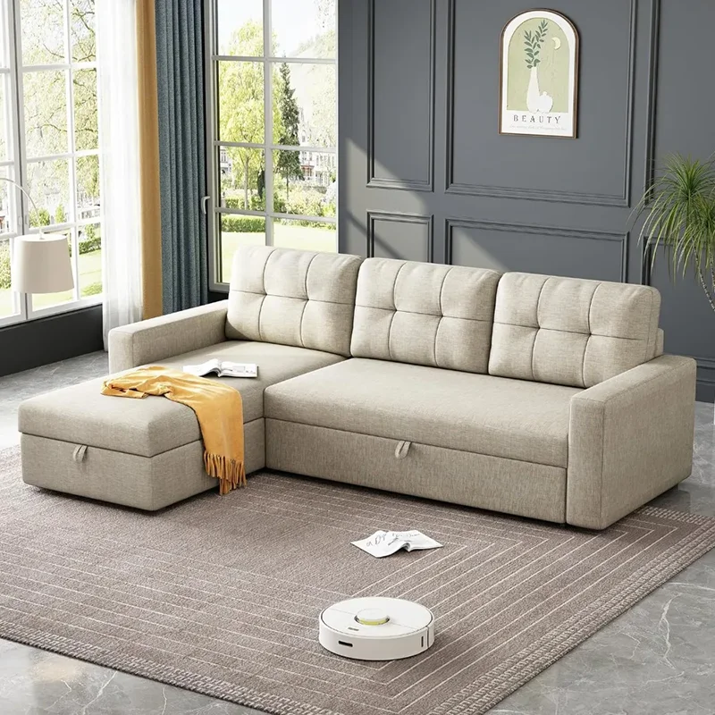 

Living Room Sofas Convertible Sofa Bed With 3 Cushions And Breathable Fabric Apartments Offices Sectional Sofa Furniture Home