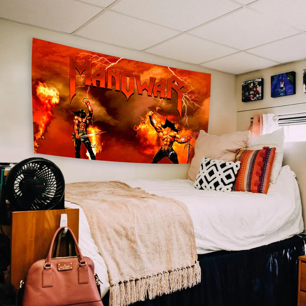 AmericanHeavyMetalBandHangingTapestriesManowarsGroupPosterPrintBackgroundClothHome
