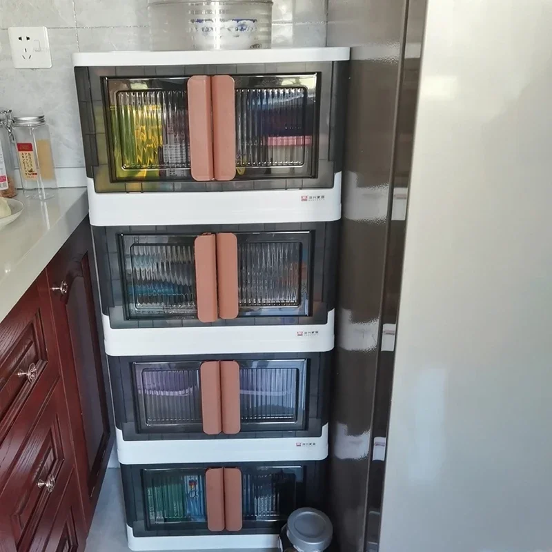 Simple Plastic Kitchen Cabinets Multi-layer Flip Bedroom Cabinets Home Furniture Home Living Room Snack Toy Storage Cabinet Box 6