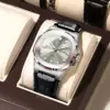 POEDAGAR High Quality Watch For Men Luxury Luminous Waterproof Week Calendar Man Clock Leather Square Men's Quartz Watches Reloj