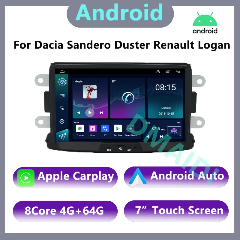

Android 12 7" Car Multimedia Player Radio For Dacia Sandero Duster Renault Captur Lada Xray 2 Logan Carplay Auto GPS Navigation