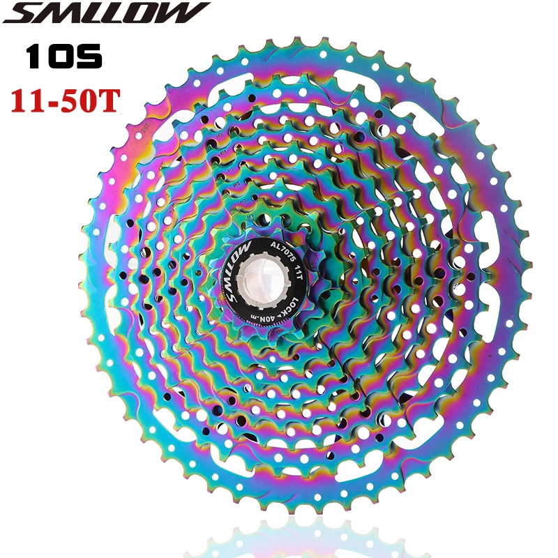 Smllow Mountain Bike Colorful Flywheel  Colorful Sprocket  10 Speed 11-50T Mountain Bike Cassette Flywheel