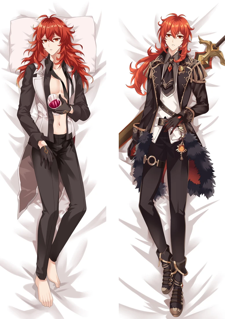 

Game Impact Diluc Ragnvindr Cosplay Dakimakura Pillow Case Hugging Body Prop Xmas Gift
