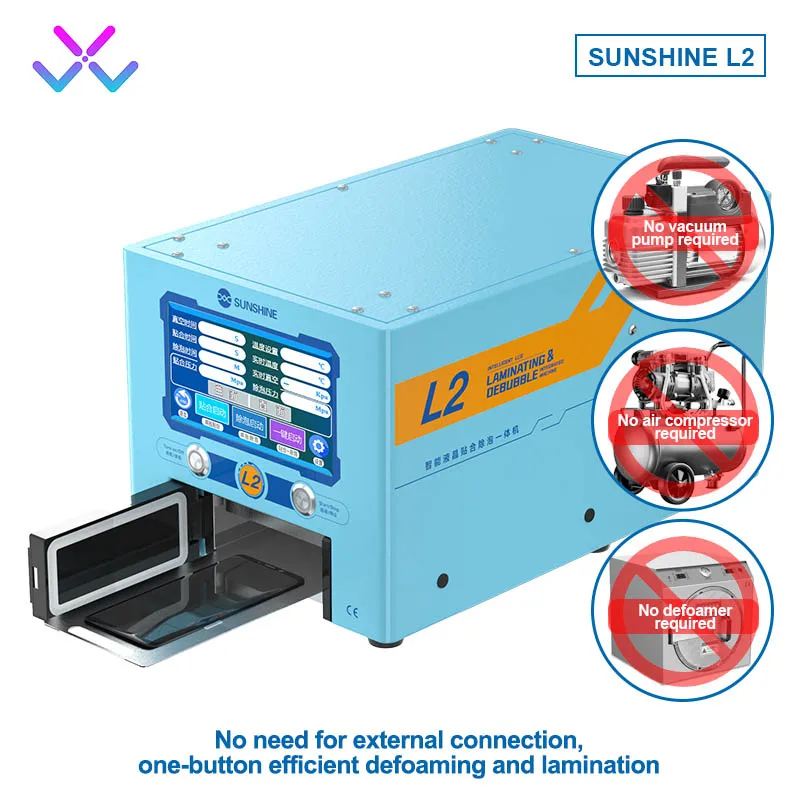 SUNSHINE L2 2 in 1 Smart LCD Laminating Defoaming All-in-one Machine For Below 7 Inches Curved Screen Cover Fit Defoamer Repair