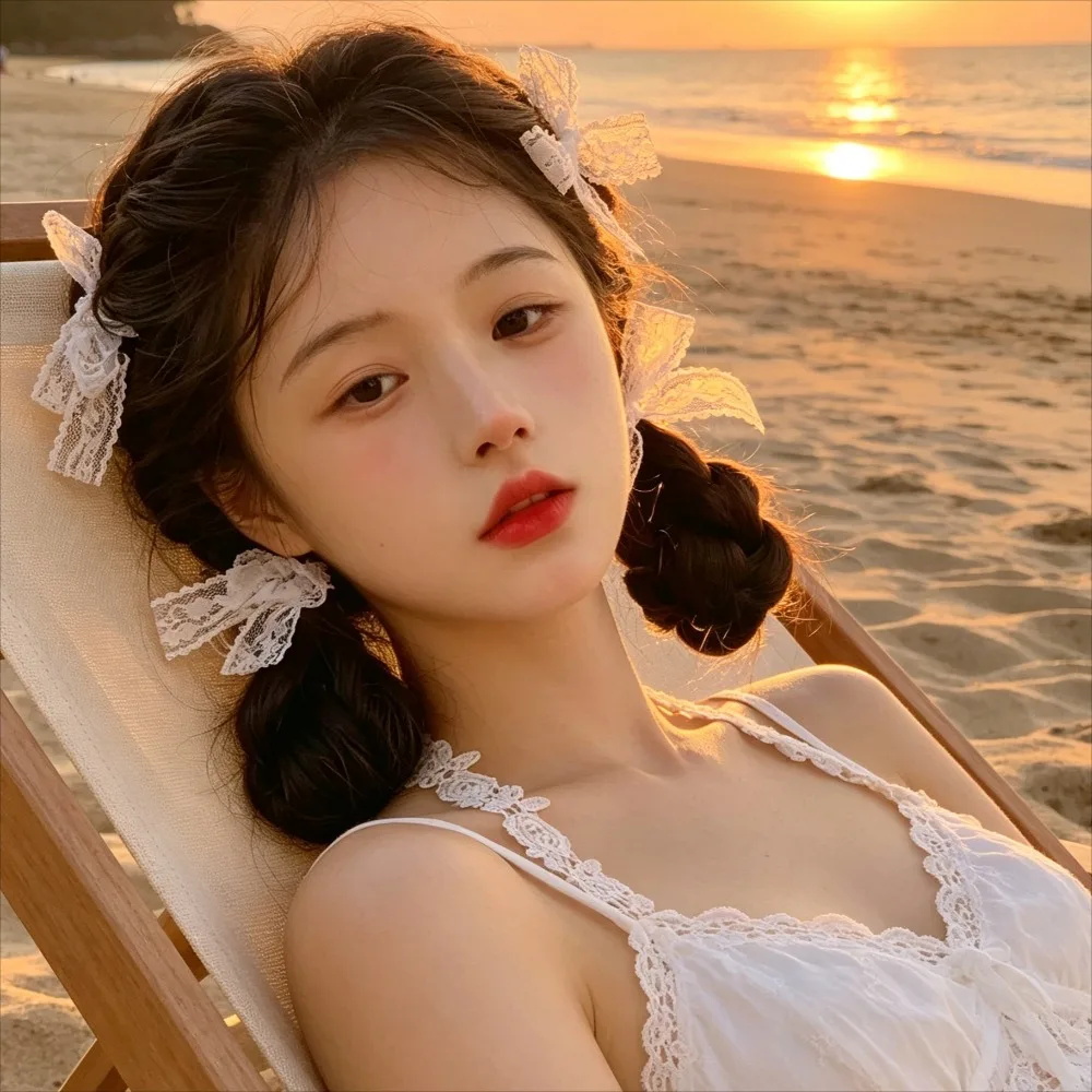 1PC 한국 레이스 리본 어린이 여자아이 기질 레이스 헤어핀 고급 수제 헤어 장식 헤어 클립