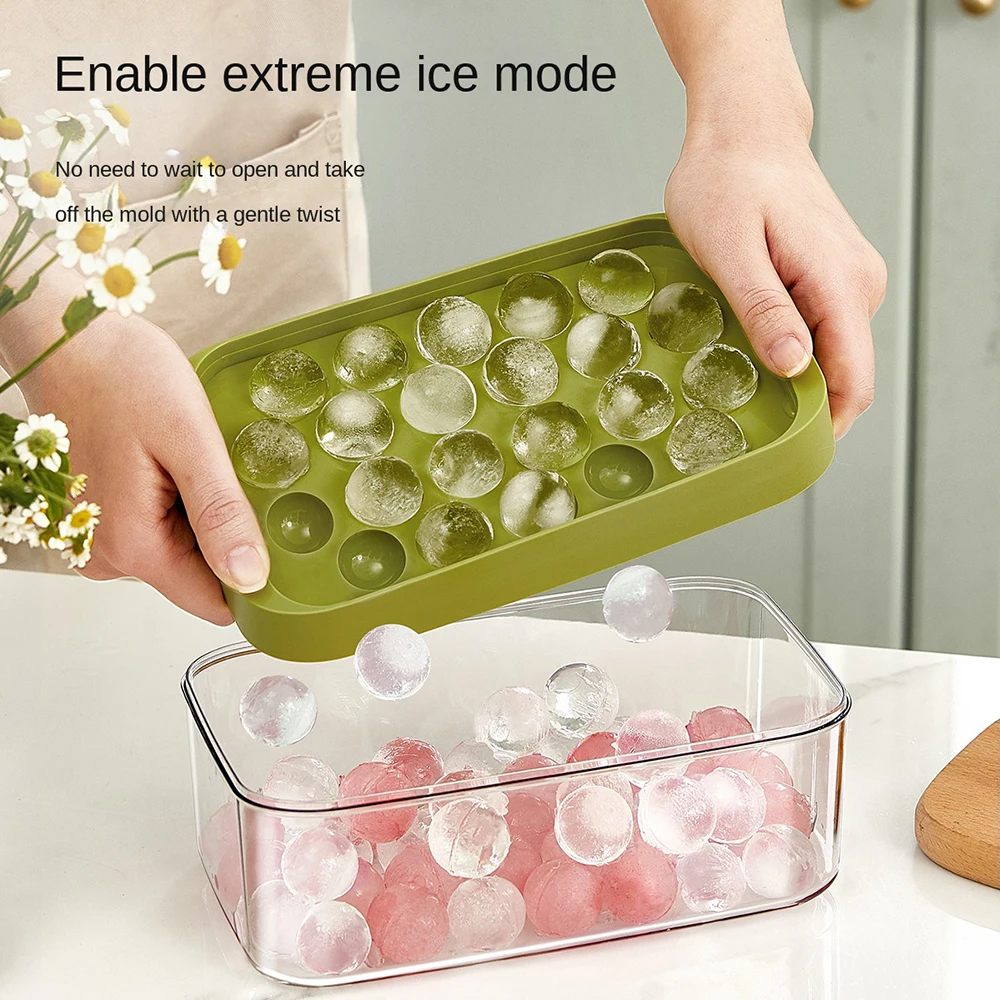 Ice Cube Tray With Lid And Bin For Freezer, Press Type Easy Release Ice  Cubes Molds Ice Container And Scoop, Silicone Ice Trays - AliExpress