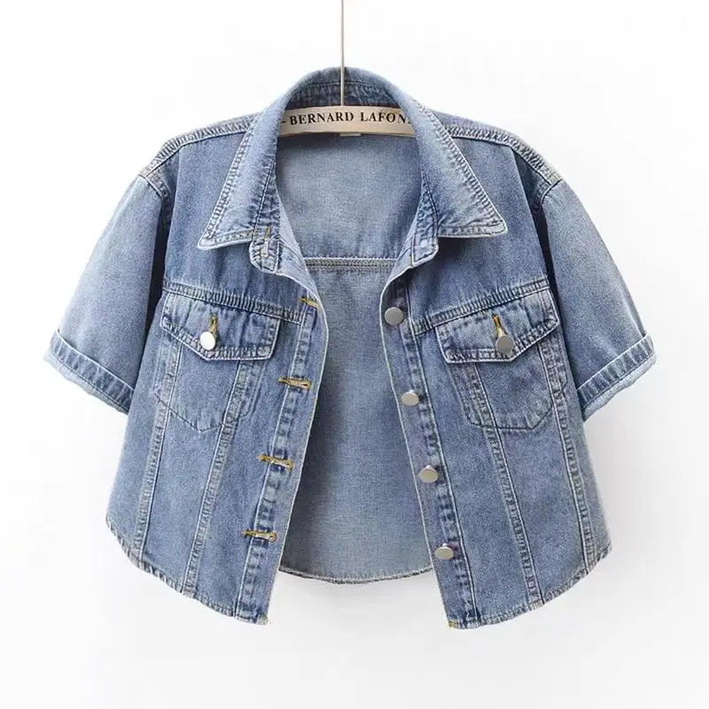 

Jacket 2023 Summer New Style All Pair Short Sleeve Denim Jacket Women's Loose Short Sleeve Korean Cape Cardigan Coat EF1990