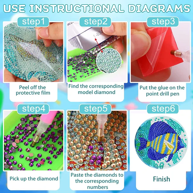 8 pièce/ensembles Mandala diamant peinture sous-verres bricolage diamant Art sous-verres 5D perceuse complète diamant sous-verres acrylique tasse ronde 3