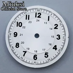 Enhanced Black Blue Green Silver Luminous Watch Dial, 29mm (Silver No Lume)