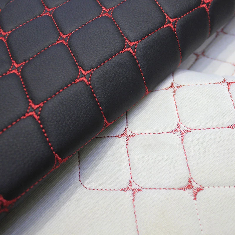 140*100cm Thick PU Leather Fabric For Car Floor Artificial Synthetic Leather Sponge Quilted Car Interior Craft Material