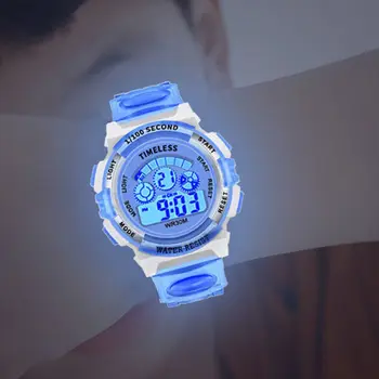 어린이용 컬러 발광 다이얼 라이프 전자 시계, 방수 다기능 발광 알람 시계, 소년 소녀용