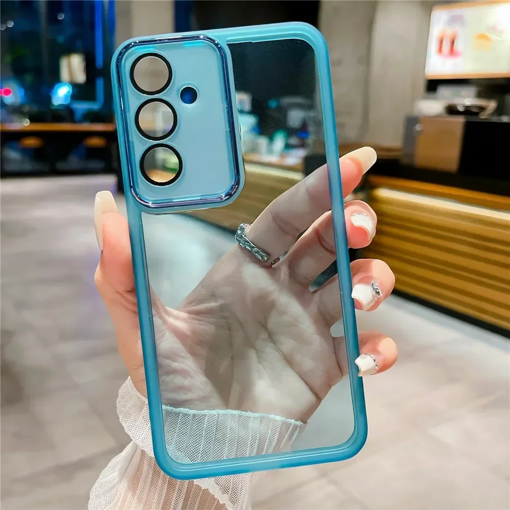 Phone Case For Samsung S23 Ultra S24 S21 FE S22 Plus M13 M33 M53 M14 M54 A55 Camera Protection Film Transparent Silicone_voghion.com