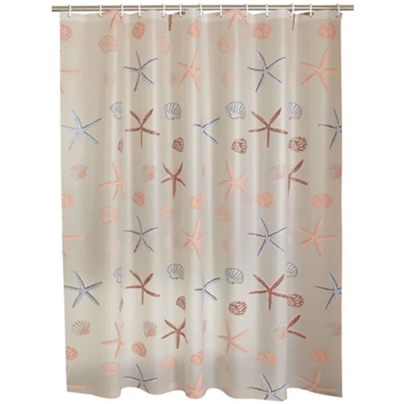 3D Metal Buttonhole Waterproof Shower Curtain 12 Hook for Bathroom
