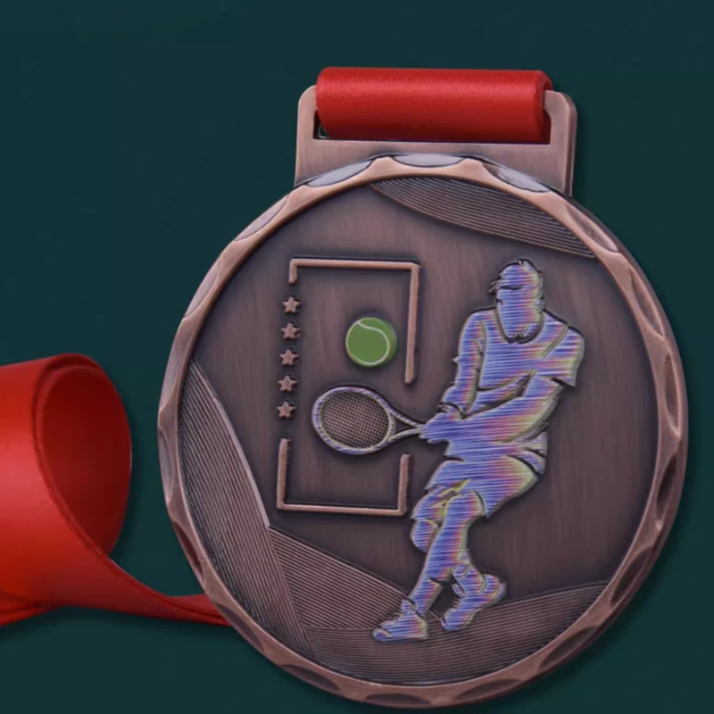 Customized Metal Tennis Medal, Gold, silver, copper, Children's Reward Sports Meeting Match, Hanging Around the Neck Decor, 1Pc