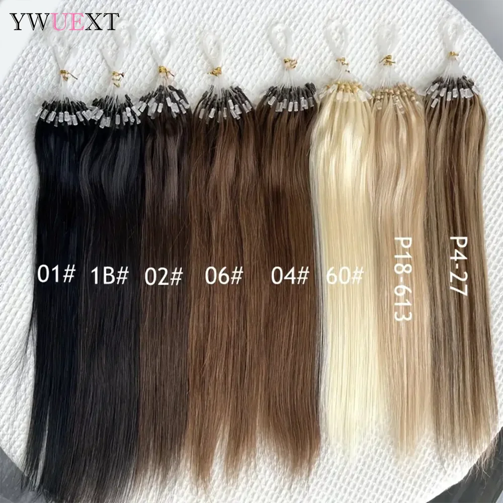 Micro Loop Hair Extensions Real Natural Straight Micro Ring Link Hair 12"-20" Loop Ring Human Extension Black Brown Blonde
