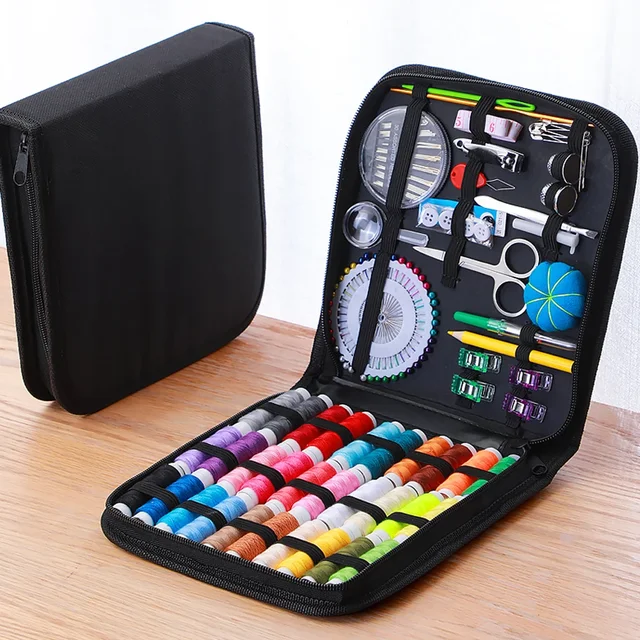 Complete Sewing Kit with Threads Needles Scissors Tape Measure Buttons Portable Travel DIY Embroidery Handwork Sewing Tool Set 1