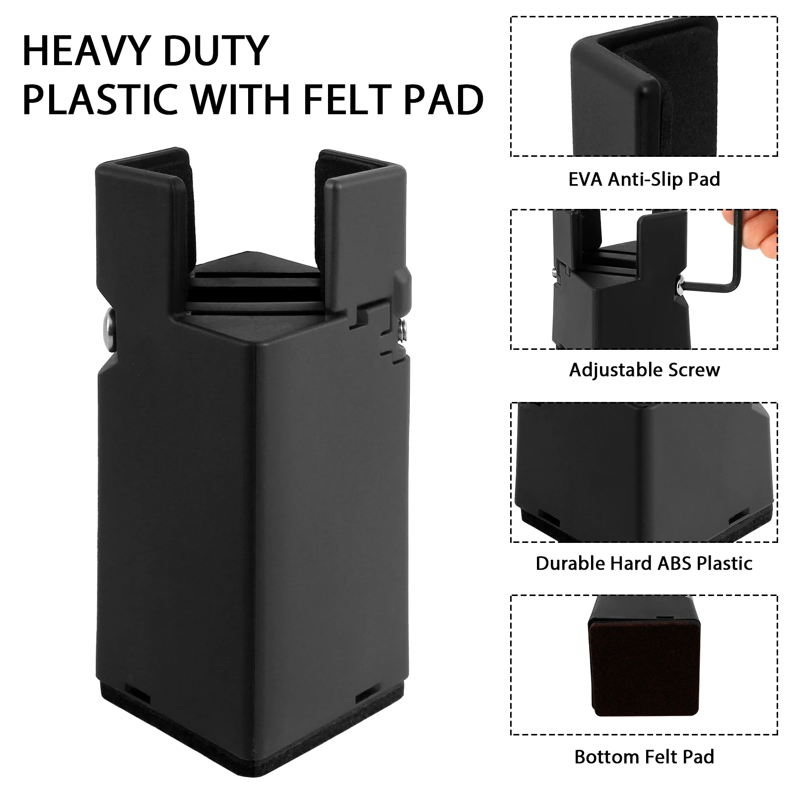 Adjustable Heavy Duty Furniture Risers - Set of 4, Metal Chair and Desk Elevators 1.97/3.94 Inch Lift