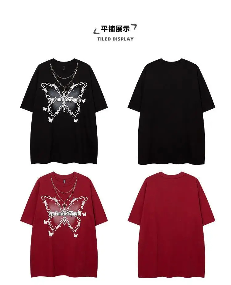 

Футболка с коротким рукавом и бантом для мужчин и женщин, свободная уличная одежда в стиле хип-хоп, украшение на ожерелье, женская одежда Goth Pro Choice, лето 2023