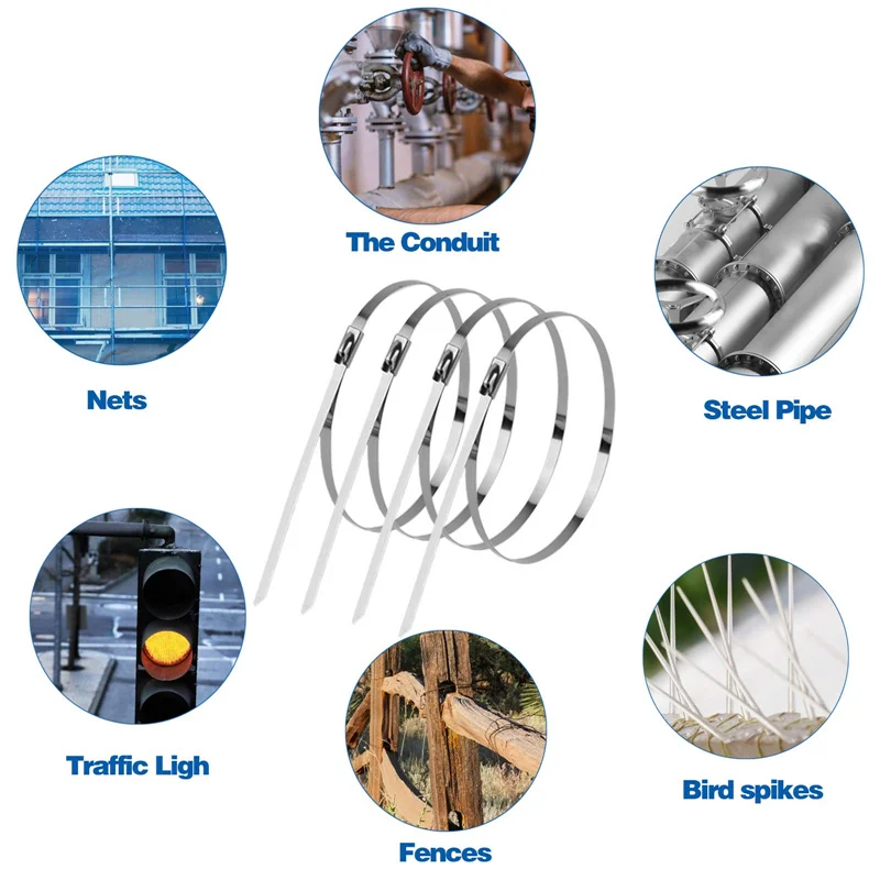 thumbnail interactive-video image 1 of 0.33 Ft. X 0.02 Ft. 304-Stainless Steel Metal Zip Ties For Secure The Welded Wire Machinery Fence 100 Pack 1j7d0h8r 1 of 14
