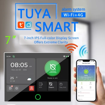 ZSVIOT 7 inch Home Alarm System Wireless WiFi 4G Tuya Smart Security Protection Kit Built-in 115dB Louder Siren 5000mAh Battery