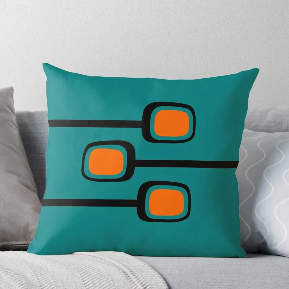 

Retro Branches Black and Orange on Teal Mid Century Modern Print Throw Pillow pillow cover christmas pillow cover luxury