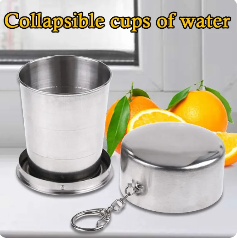 Stainless Steel Foldable Cup Portable Water Drinking Cup Retractable Telescopic Collapsible Cups For Outdoor Travel