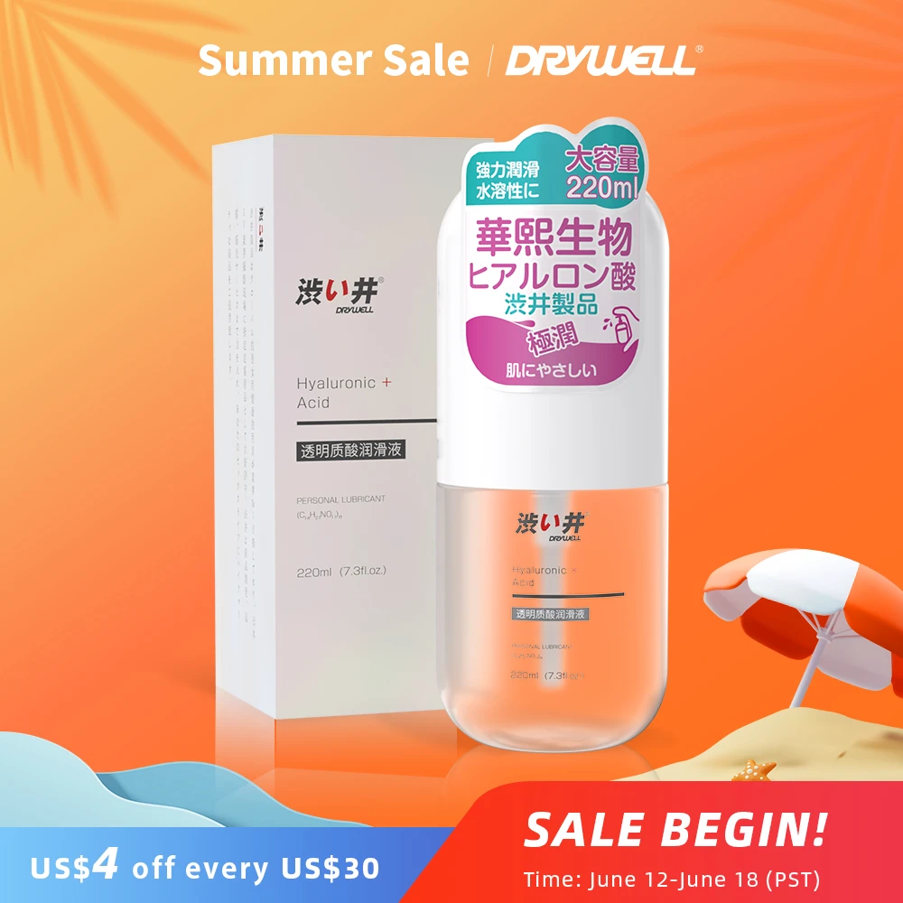 Drywell 220ml Hyaluronic Acid Sex Lubricant Natural Waterbased Lube Moisturizing Sex Products