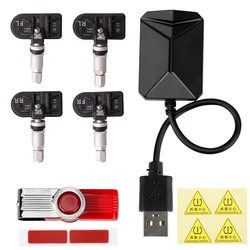 Wireless Tire Pressure Monitoring System with USB and 4 Sensors for Universal Compatibility (Internal Sensors)