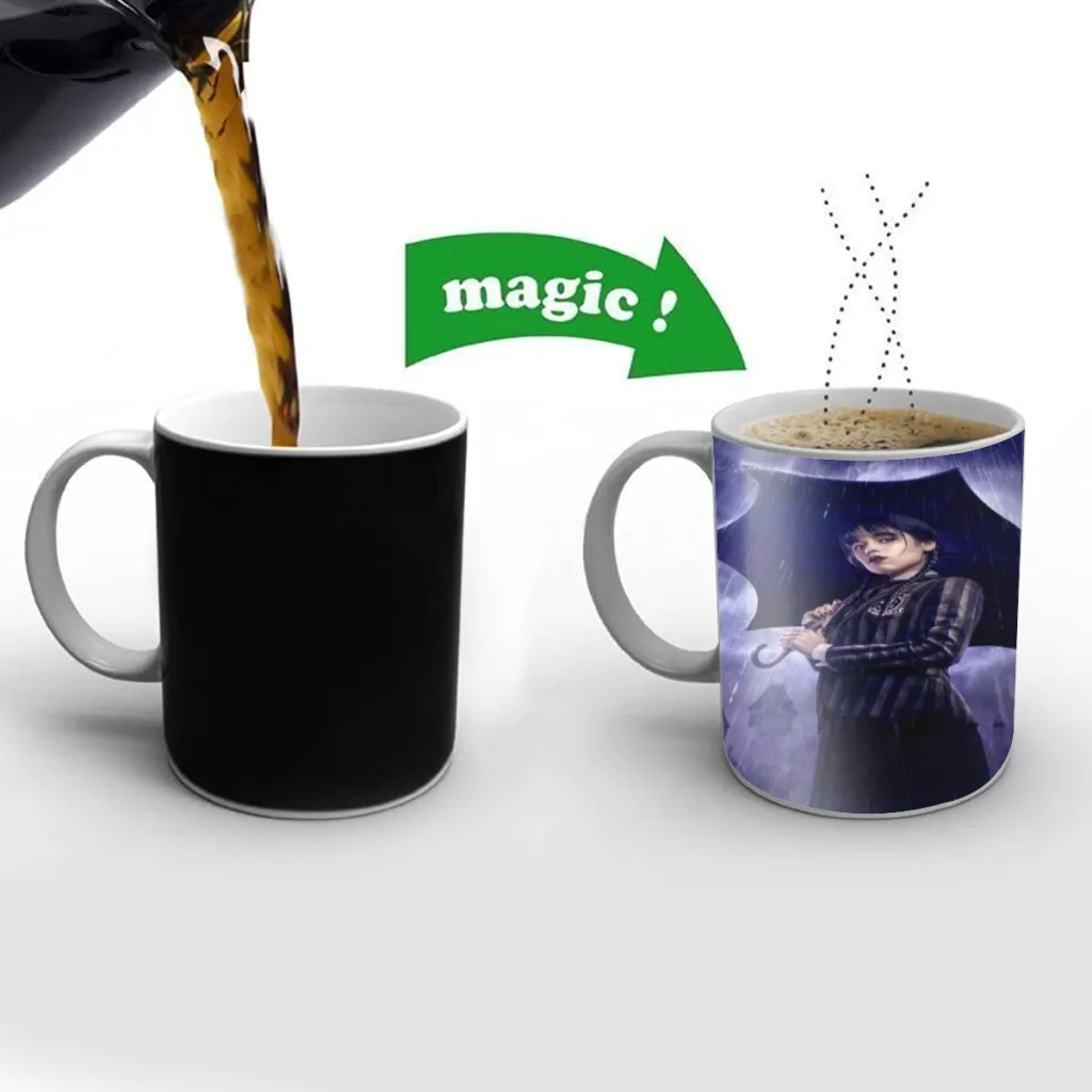 

Popular TV Wednesday Addams Ceramics Coffee Mug Thermal Color-changing Birthday Gift Back To School Mug