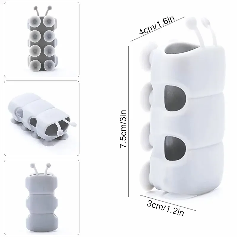 Creative Shower Head Holder Reusable Movable Suction Cup Holder for Bathroom White Caterpillar Shape Silicone Shower Suction