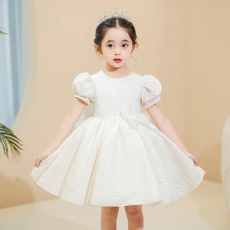 

Summer Princess Short Sleeve Dresses Girls 2023 Children Birthday White Dresses Vestidos