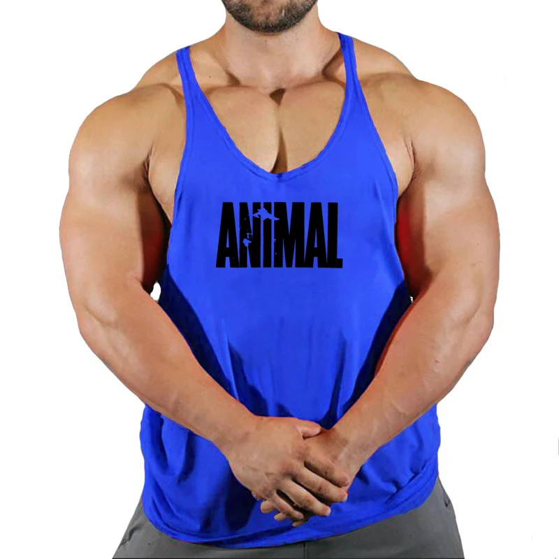 Summer Animal Gym Stringer Tank Top Men Cotton Clothing Bodybuilding Sleeveless Shirt Running Vest Muscle Singlets Workout Tank