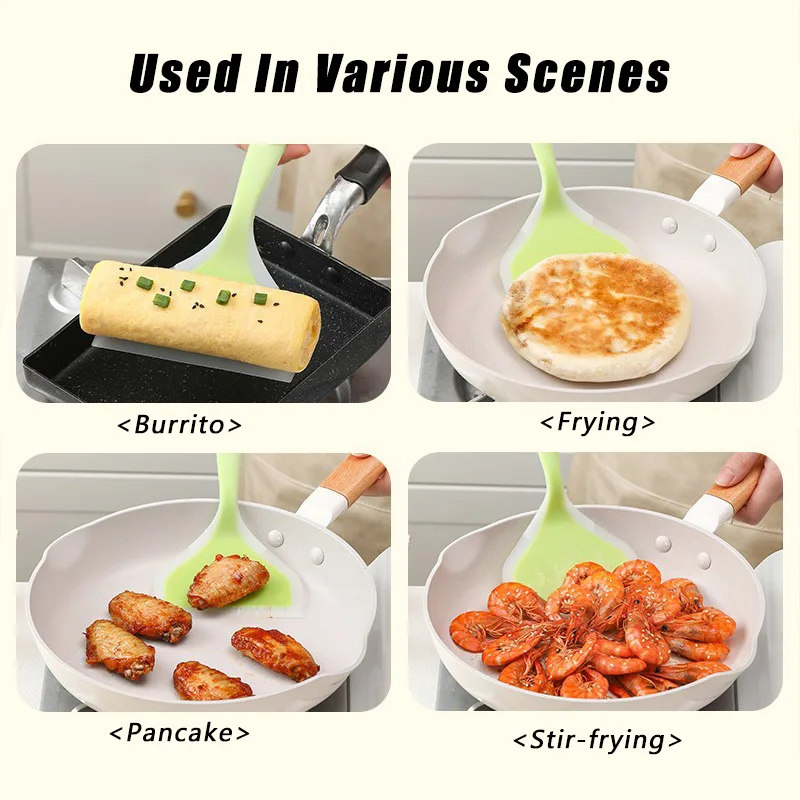 Silicone Pancakes Shovel Non-stick Pan Special Spatula Heat-resistant Wide Spatula for Eggs Fish Pancake Kitchen Fried Shovel silicone spatula