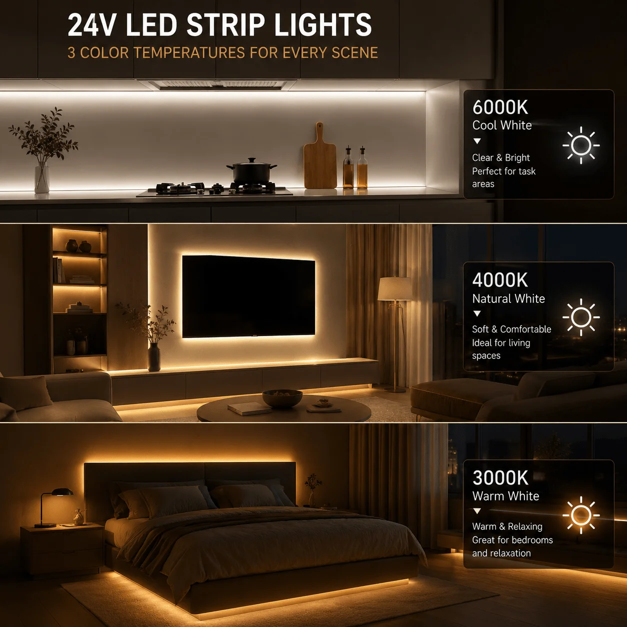 고밀도 도트리스 COB LED 테이프 터치 디머 플렉시블 스트립 라이트 자가 접착식 선형 램프 DIY 가정 장식 조명용