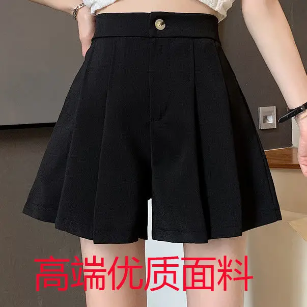 ladies clothes 2022 Women's Summer Fashion High Waist Pleated Shorts Female Casual Loose Wide-leg Shorts Ladies Solid Color Suit Shorts S37 plus size womens clothing Shorts