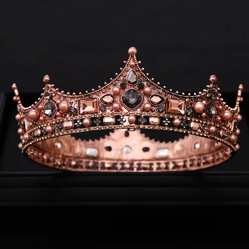 Royal Queen Regal Shiny Crown Baroque Retro Domineering Beautiful Round Tiara Prom Diadem Wedding Bridal Jewely Hair Accessories jewelry set hair accessory