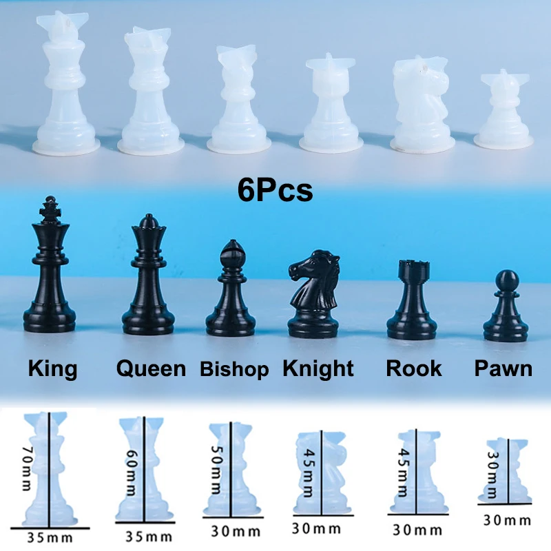 International Chess Crystal Epoxy Resin Mold 3D Chess Pieces Checkerboard Casting Silicone Mould for DIY Handmade Crafts Tools