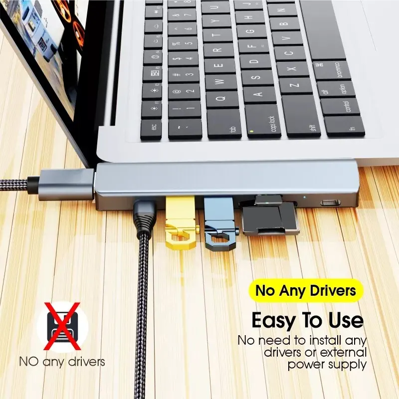 USB 3.0 C타입 허브-HDMI 어댑터, 4K USB C 도킹 스테이션, 허브 3.0 포함, TF SD 리더 슬롯 PD, 맥북 프로 에어 2018 2020