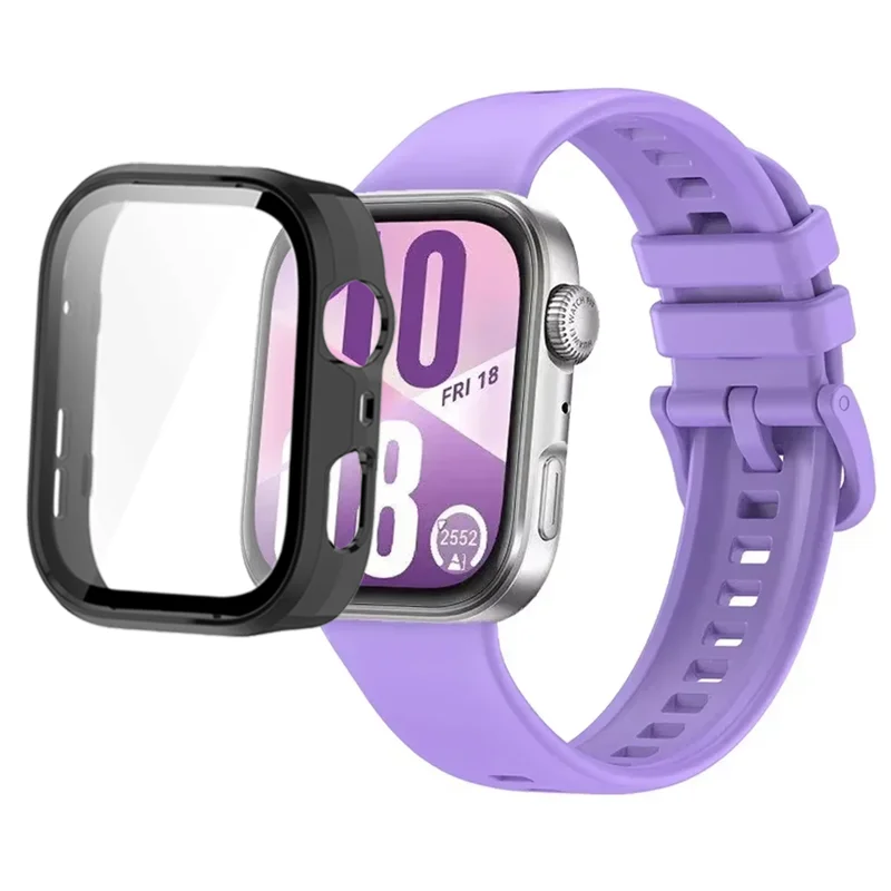 Breathable Silicone Strap with Protective Tempered Glass Screen and HD PC Case