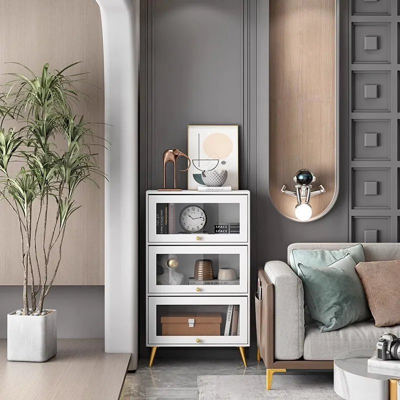 

Bookcase combination large capacity sliding door storage cabinet white simple style bookshelf storage cabinet