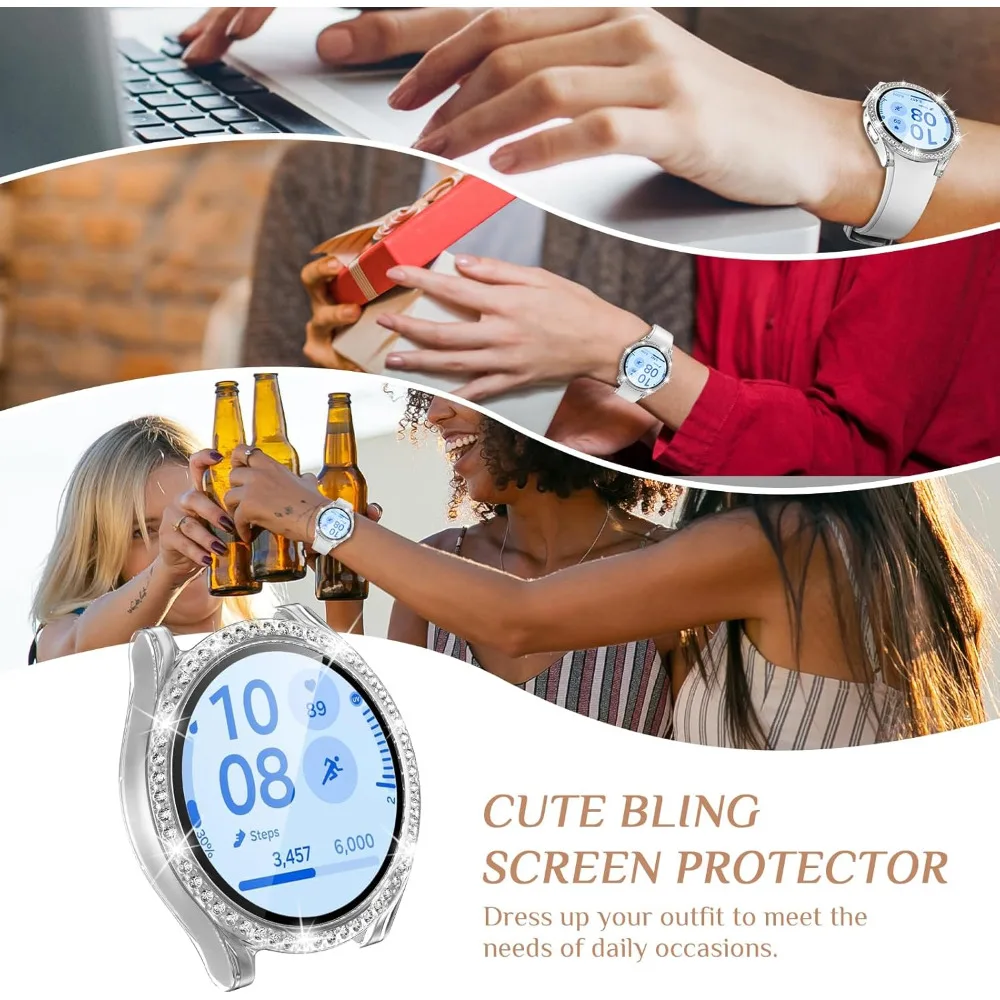 Elegant Diamond Protective Bling Case with Tempered Glass Screen Protector