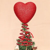 Red Mini Valentine Day Tree Topper Glitter Heart Shape Tree Hat Valentines Decorations Home Decoration Chic Hanging Decorations 1