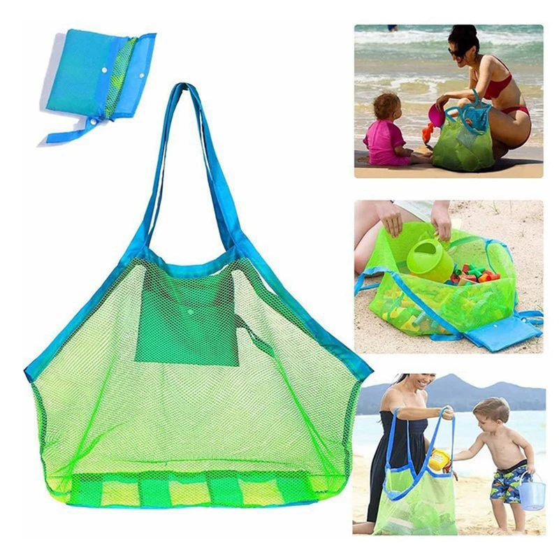 Children sand away portable mesh bag kids toys storage bags swimming large beach bag for towels women cosmetic makeup storage bag