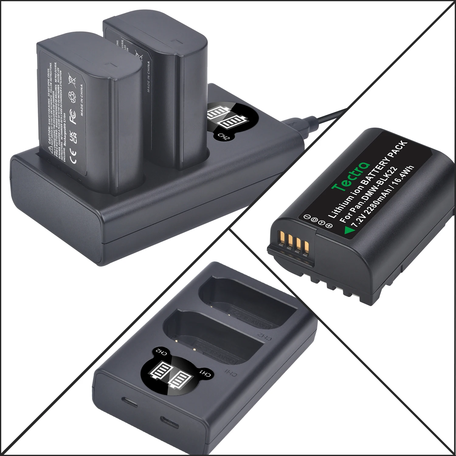 Batteria e caricabatterie DMW BLK22 per fotocamere Panasonic Lumix DC-S5 e DC-S5K 132