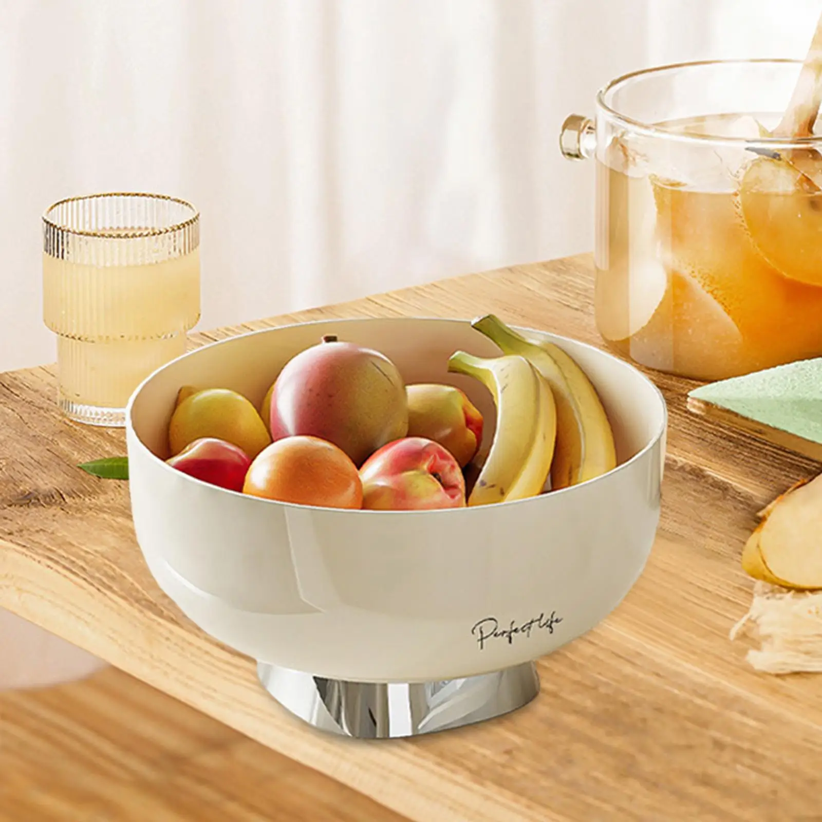 Fruit Bowl Organization Kitchen Counter Desktop Decor Breads Plate Multipurpose Removable Drain Tray Fruit Basket Serving Tray