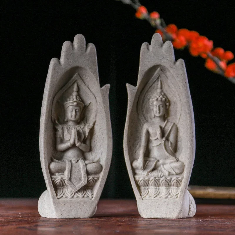

Thailand praying Buddha hand ornaments Vintage Art Crafts resin sculpture creative home living room porch decoration