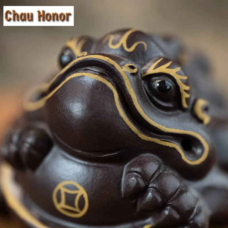 Yixing Purple Clay Sculpture Tea Pet Lucky Fortune Animal Model Statue Ornaments Tea Figurine Crafts Chinese Tea Set Decoration