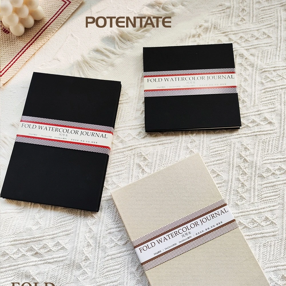 포텐테이트 300gsm 수채화 노트 16k/13cm/13x19cm 아트 접이식 드로잉 패드 오르간 스케치북 종이 여행 저널 드로잉 북