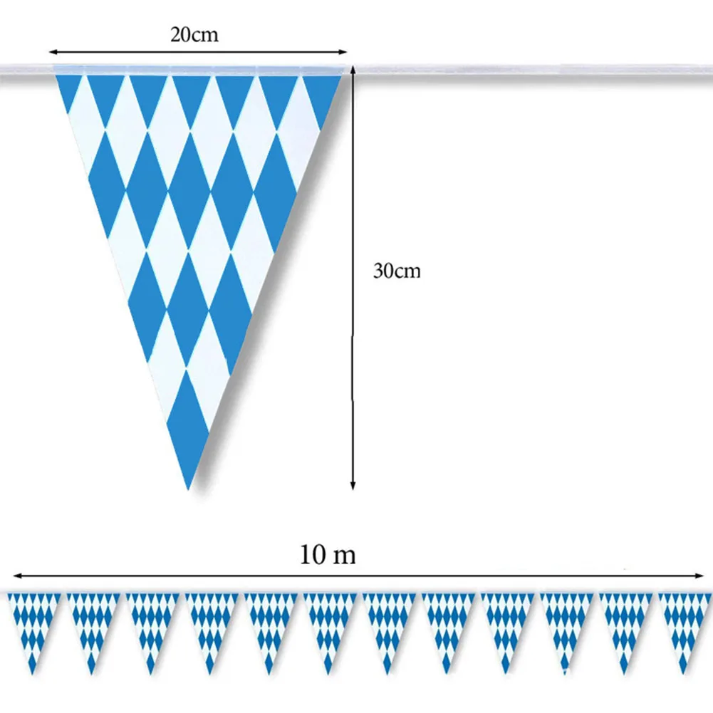1 Stück 10m Oktoberfest Wimpelkette Bayerische Dekoration Banner Oktoberfest Girlande Wimpel Wasserdichte PE Außendekoration – Detail 3